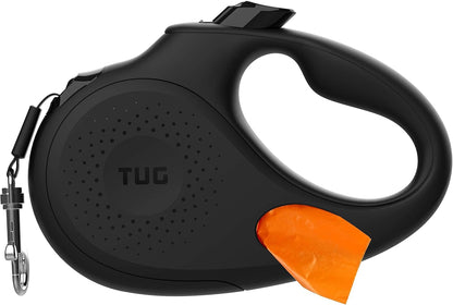 Oval 360° Tangle-Free Retractable Dog Leash with Integrated Waste Bag Dispenser (Small, Cream)