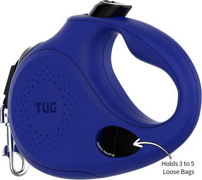Oval 360° Tangle-Free Retractable Dog Leash with Integrated Waste Bag Dispenser (Small, Cream)