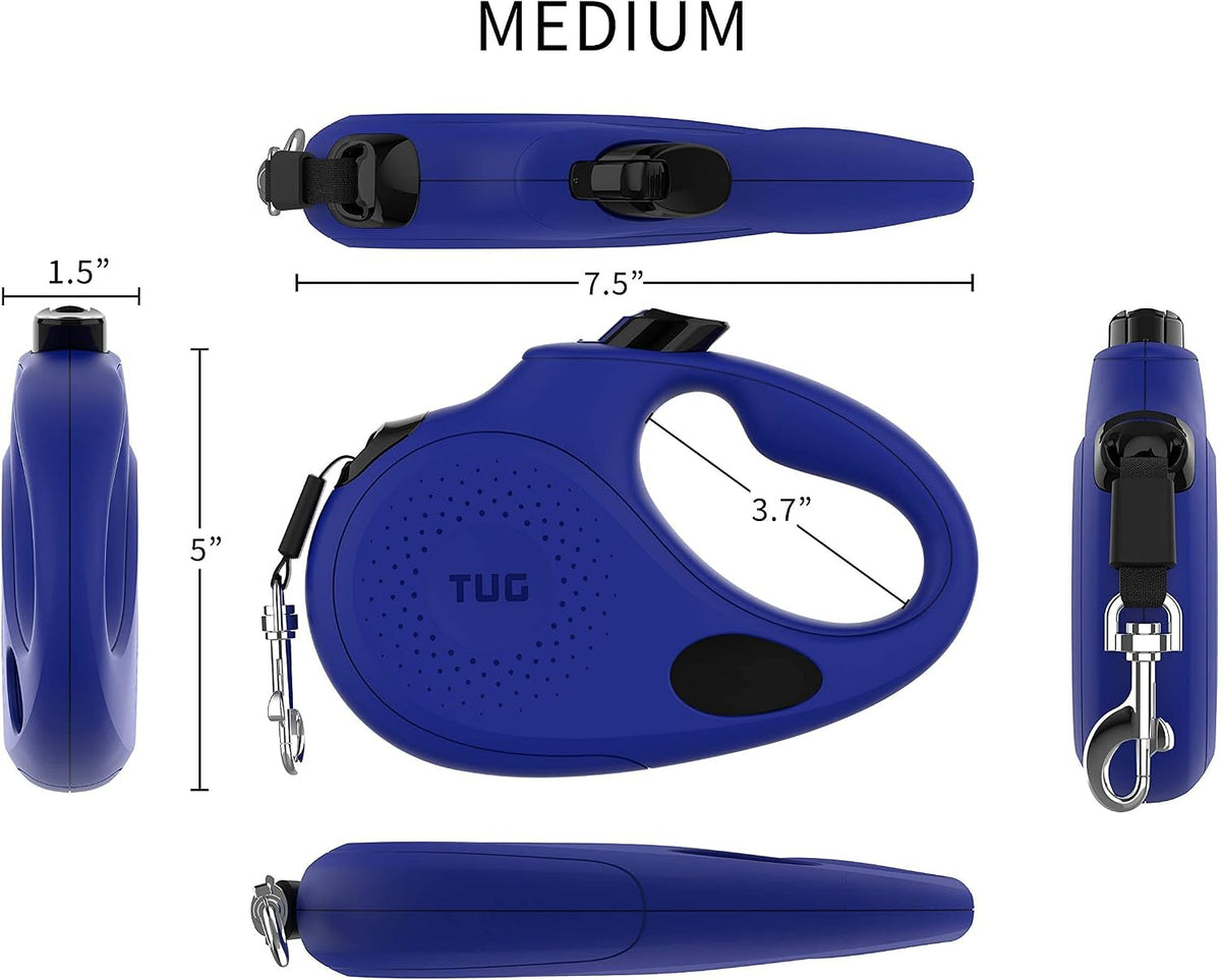 Oval 360° Tangle-Free Retractable Dog Leash with Integrated Waste Bag Dispenser (Small, Cream)