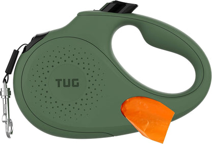 Oval 360° Tangle-Free Retractable Dog Leash with Integrated Waste Bag Dispenser (Small, Cream)