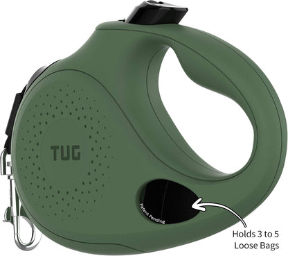Oval 360° Tangle-Free Retractable Dog Leash with Integrated Waste Bag Dispenser (Small, Cream)