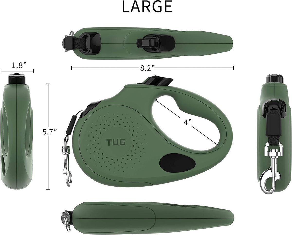Oval 360° Tangle-Free Retractable Dog Leash with Integrated Waste Bag Dispenser (Small, Cream)