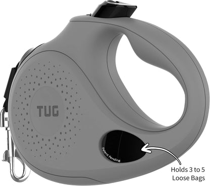 Oval 360° Tangle-Free Retractable Dog Leash with Integrated Waste Bag Dispenser (Small, Cream)