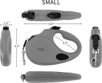 Oval 360° Tangle-Free Retractable Dog Leash with Integrated Waste Bag Dispenser (Small, Cream)