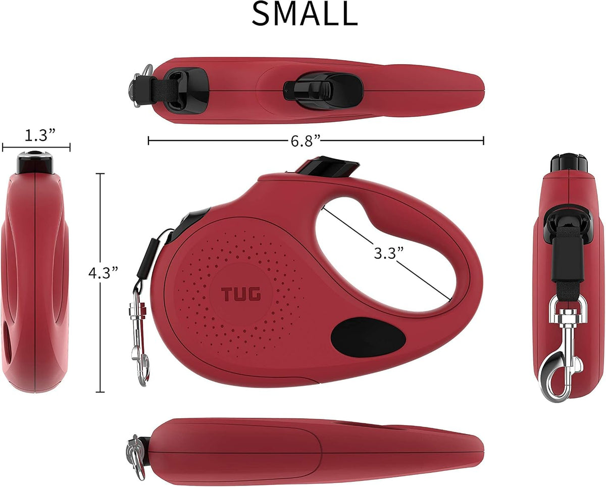 Oval 360° Tangle-Free Retractable Dog Leash with Integrated Waste Bag Dispenser (Small, Cream)