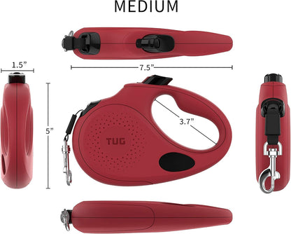 Oval 360° Tangle-Free Retractable Dog Leash with Integrated Waste Bag Dispenser (Small, Cream)