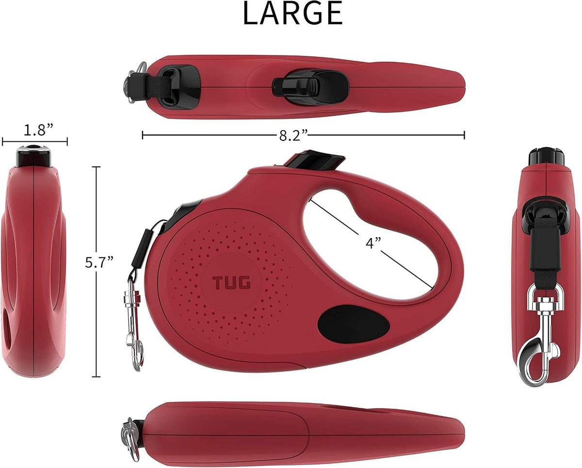 Oval 360° Tangle-Free Retractable Dog Leash with Integrated Waste Bag Dispenser (Small, Cream)