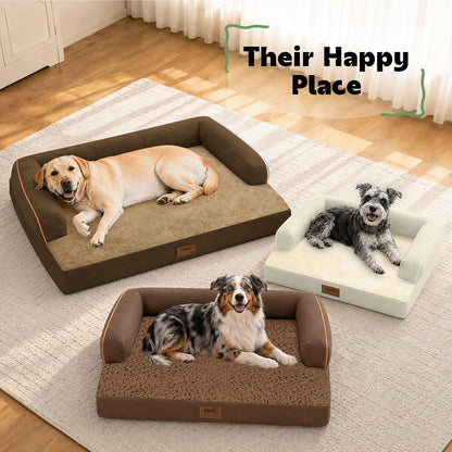 Orthopedic Washable Dog Bed with Bolster for Medium to Large Dogs | Pillow Support for Neck Relief, Egg Crate Foam, Waterproof Liner, Anti-Slip Bottom, Removable Bolster Cover, 36 x 27 Inch