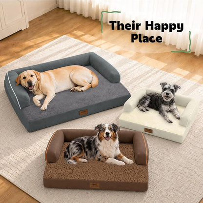 Orthopedic Washable Dog Bed with Bolster for Medium to Large Dogs | Pillow Support for Neck Relief, Egg Crate Foam, Waterproof Liner, Anti-Slip Bottom, Removable Bolster Cover, 36 x 27 Inch