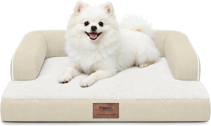 Orthopedic Washable Dog Bed with Bolster for Medium to Large Dogs | Pillow Support for Neck Relief, Egg Crate Foam, Waterproof Liner, Anti-Slip Bottom, Removable Bolster Cover, 36 x 27 Inch