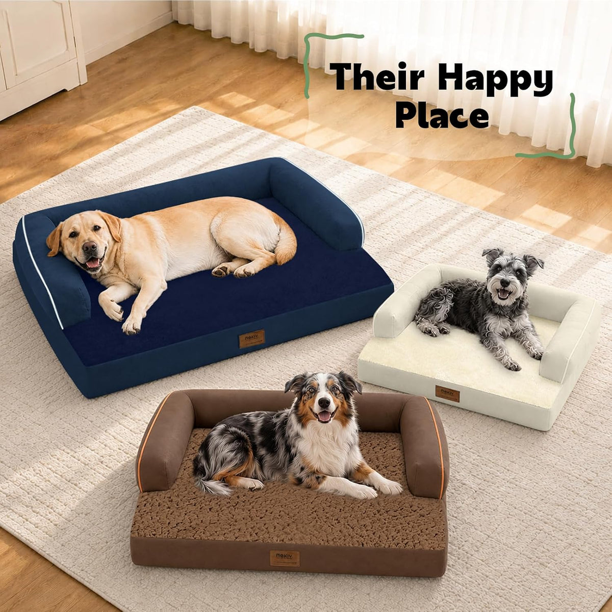 Orthopedic Washable Dog Bed with Bolster for Medium to Large Dogs | Pillow Support for Neck Relief, Egg Crate Foam, Waterproof Liner, Anti-Slip Bottom, Removable Bolster Cover, 36 x 27 Inch