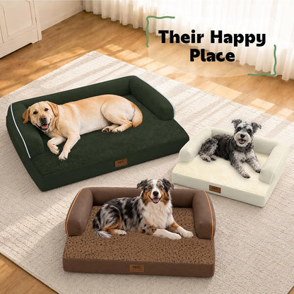 Orthopedic Washable Dog Bed with Bolster for Medium to Large Dogs | Pillow Support for Neck Relief, Egg Crate Foam, Waterproof Liner, Anti-Slip Bottom, Removable Bolster Cover, 36 x 27 Inch