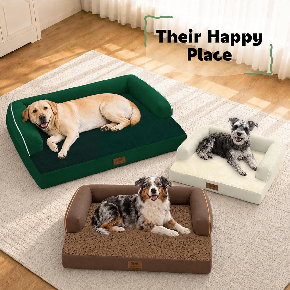 Orthopedic Washable Dog Bed with Bolster for Medium to Large Dogs | Pillow Support for Neck Relief, Egg Crate Foam, Waterproof Liner, Anti-Slip Bottom, Removable Bolster Cover, 36 x 27 Inch