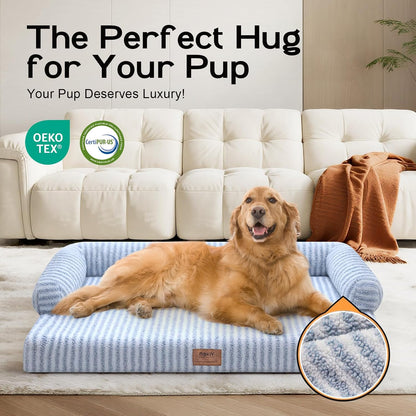 Orthopedic Washable Dog Bed with Bolster for Medium to Large Dogs | Pillow Support for Neck Relief, Egg Crate Foam, Waterproof Liner, Anti-Slip Bottom, Removable Bolster Cover, 36 x 27 Inch