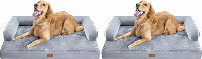 Orthopedic Washable Dog Bed with Bolster for Medium to Large Dogs | Pillow Support for Neck Relief, Egg Crate Foam, Waterproof Liner, Anti-Slip Bottom, Removable Bolster Cover, 36 x 27 Inch