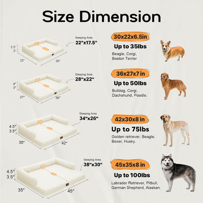 Orthopedic Washable Dog Bed with Bolster for Medium to Large Dogs | Pillow Support for Neck Relief, Egg Crate Foam, Waterproof Liner, Anti-Slip Bottom, Removable Bolster Cover, 36 x 27 Inch