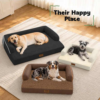 Orthopedic Washable Dog Bed with Bolster for Medium to Large Dogs | Pillow Support for Neck Relief, Egg Crate Foam, Waterproof Liner, Anti-Slip Bottom, Removable Bolster Cover, 36 x 27 Inch