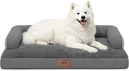 Orthopedic Washable Dog Bed with Bolster for Medium to Large Dogs | Pillow Support for Neck Relief, Egg Crate Foam, Waterproof Liner, Anti-Slip Bottom, Removable Bolster Cover, 36 x 27 Inch