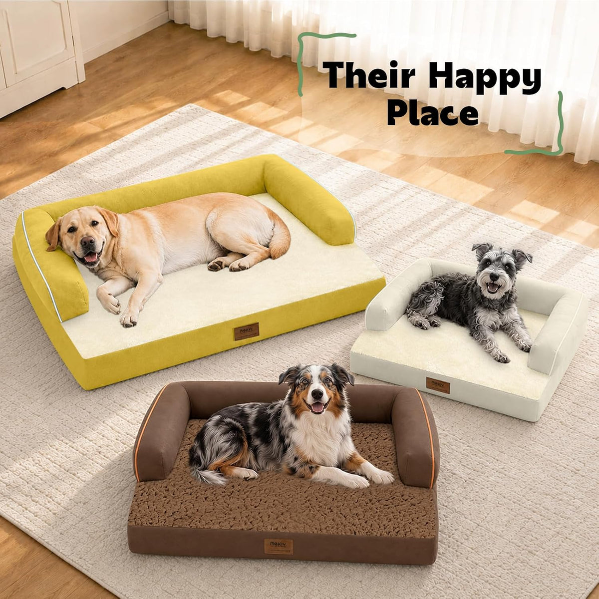Orthopedic Washable Dog Bed with Bolster for Medium to Large Dogs | Pillow Support for Neck Relief, Egg Crate Foam, Waterproof Liner, Anti-Slip Bottom, Removable Bolster Cover, 36 x 27 Inch