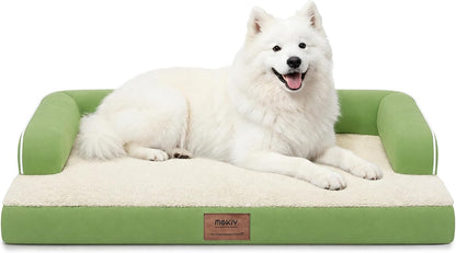 Orthopedic Washable Dog Bed with Bolster for Medium to Large Dogs | Pillow Support for Neck Relief, Egg Crate Foam, Waterproof Liner, Anti-Slip Bottom, Removable Bolster Cover, 36 x 27 Inch