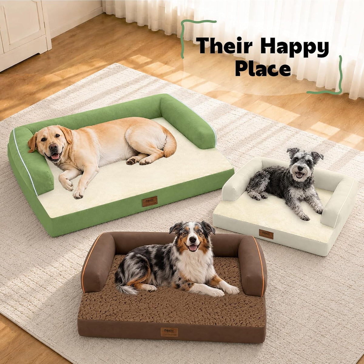 Orthopedic Washable Dog Bed with Bolster for Medium to Large Dogs | Pillow Support for Neck Relief, Egg Crate Foam, Waterproof Liner, Anti-Slip Bottom, Removable Bolster Cover, 36 x 27 Inch