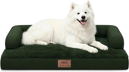 Orthopedic Washable Dog Bed with Bolster for Medium to Large Dogs | Pillow Support for Neck Relief, Egg Crate Foam, Waterproof Liner, Anti-Slip Bottom, Removable Bolster Cover, 36 x 27 Inch