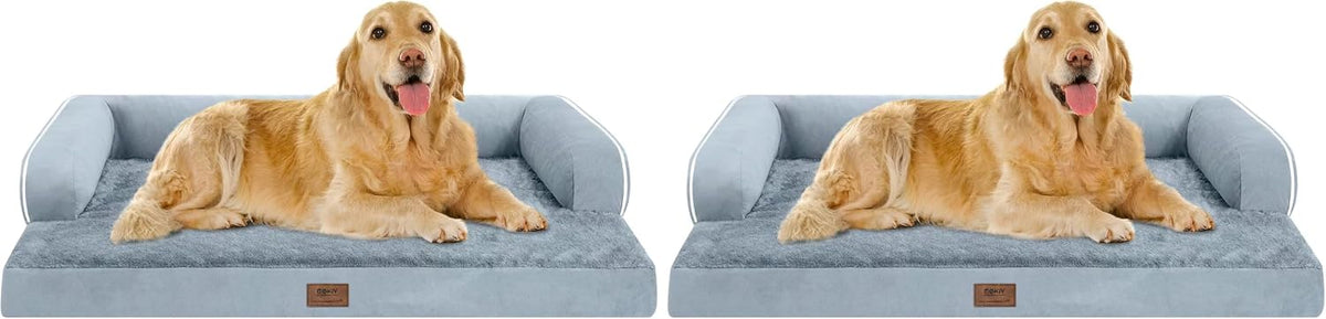 Orthopedic Washable Dog Bed with Bolster for Medium to Large Dogs | Pillow Support for Neck Relief, Egg Crate Foam, Waterproof Liner, Anti-Slip Bottom, Removable Bolster Cover, 36 x 27 Inch
