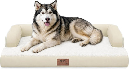 Orthopedic Washable Dog Bed with Bolster for Medium to Large Dogs | Pillow Support for Neck Relief, Egg Crate Foam, Waterproof Liner, Anti-Slip Bottom, Removable Bolster Cover, 36 x 27 Inch