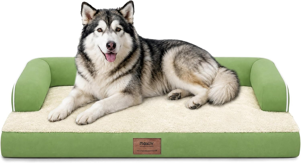 Orthopedic Washable Dog Bed with Bolster for Medium to Large Dogs | Pillow Support for Neck Relief, Egg Crate Foam, Waterproof Liner, Anti-Slip Bottom, Removable Bolster Cover, 36 x 27 Inch