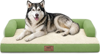 Orthopedic Washable Dog Bed with Bolster for Medium to Large Dogs | Pillow Support for Neck Relief, Egg Crate Foam, Waterproof Liner, Anti-Slip Bottom, Removable Bolster Cover, 36 x 27 Inch