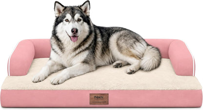Orthopedic Washable Dog Bed with Bolster for Medium to Large Dogs | Pillow Support for Neck Relief, Egg Crate Foam, Waterproof Liner, Anti-Slip Bottom, Removable Bolster Cover, 36 x 27 Inch