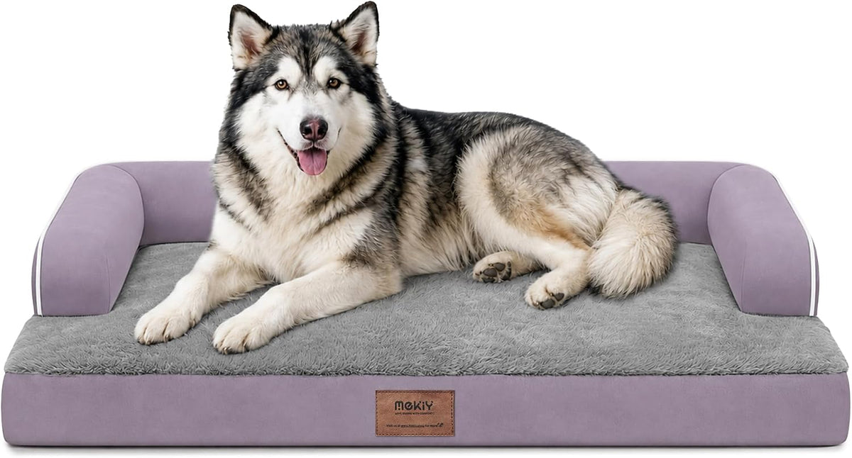 Orthopedic Washable Dog Bed with Bolster for Medium to Large Dogs | Pillow Support for Neck Relief, Egg Crate Foam, Waterproof Liner, Anti-Slip Bottom, Removable Bolster Cover, 36 x 27 Inch