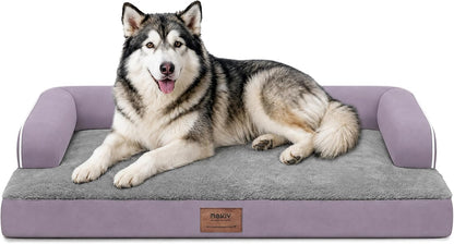 Orthopedic Washable Dog Bed with Bolster for Medium to Large Dogs | Pillow Support for Neck Relief, Egg Crate Foam, Waterproof Liner, Anti-Slip Bottom, Removable Bolster Cover, 36 x 27 Inch