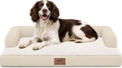 Orthopedic Washable Dog Bed with Bolster for Medium to Large Dogs | Pillow Support for Neck Relief, Egg Crate Foam, Waterproof Liner, Anti-Slip Bottom, Removable Bolster Cover, 36 x 27 Inch