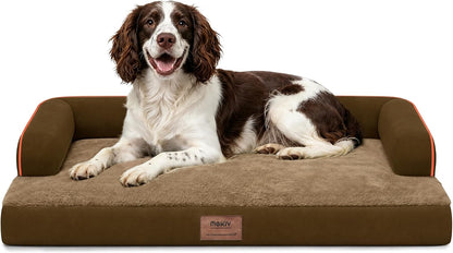 Orthopedic Washable Dog Bed with Bolster for Medium to Large Dogs | Pillow Support for Neck Relief, Egg Crate Foam, Waterproof Liner, Anti-Slip Bottom, Removable Bolster Cover, 36 x 27 Inch