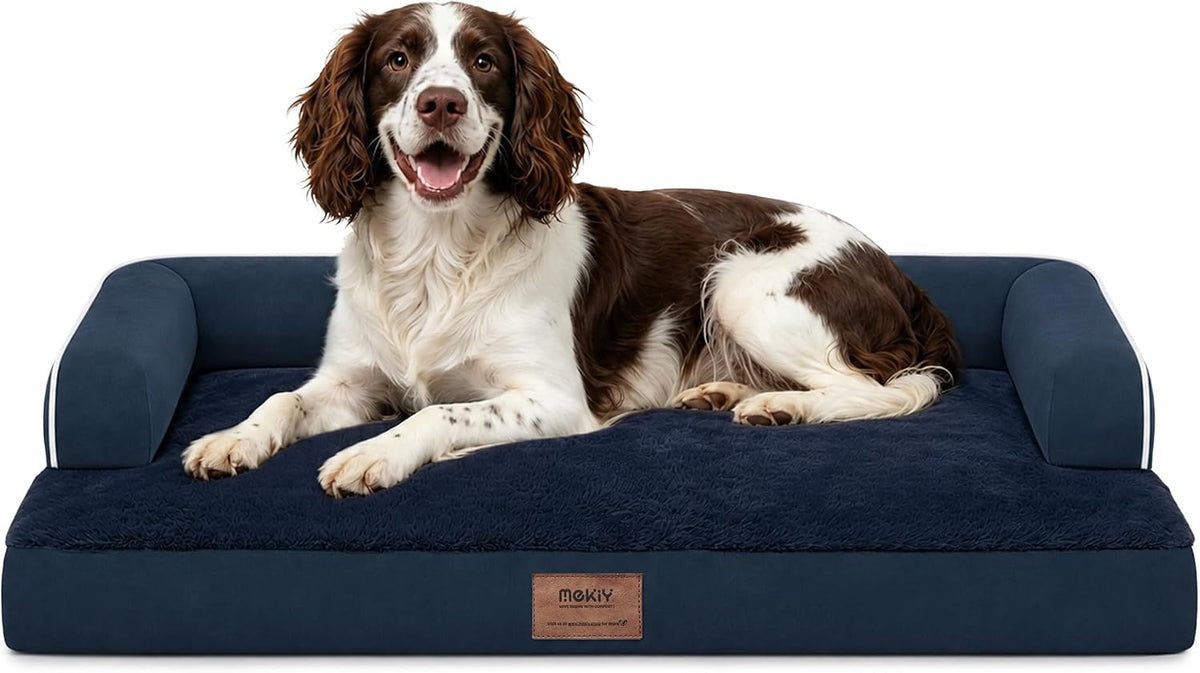 Orthopedic Washable Dog Bed with Bolster for Medium to Large Dogs | Pillow Support for Neck Relief, Egg Crate Foam, Waterproof Liner, Anti-Slip Bottom, Removable Bolster Cover, 36 x 27 Inch