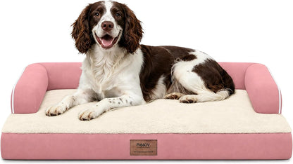 Orthopedic Washable Dog Bed with Bolster for Medium to Large Dogs | Pillow Support for Neck Relief, Egg Crate Foam, Waterproof Liner, Anti-Slip Bottom, Removable Bolster Cover, 36 x 27 Inch