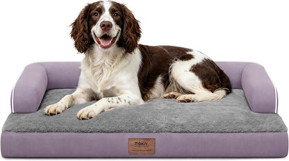 Orthopedic Washable Dog Bed with Bolster for Medium to Large Dogs | Pillow Support for Neck Relief, Egg Crate Foam, Waterproof Liner, Anti-Slip Bottom, Removable Bolster Cover, 36 x 27 Inch