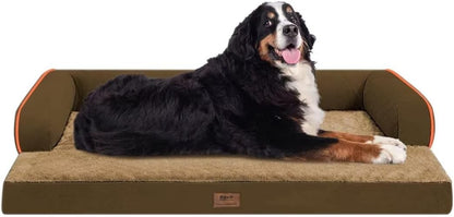 Orthopedic Washable Dog Bed with Bolster for Medium to Large Dogs | Pillow Support for Neck Relief, Egg Crate Foam, Waterproof Liner, Anti-Slip Bottom, Removable Bolster Cover, 36 x 27 Inch