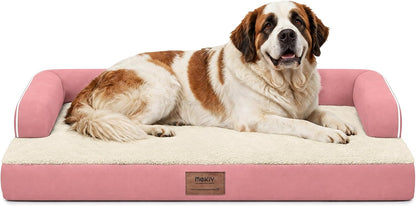 Orthopedic Washable Dog Bed with Bolster for Medium to Large Dogs | Pillow Support for Neck Relief, Egg Crate Foam, Waterproof Liner, Anti-Slip Bottom, Removable Bolster Cover, 36 x 27 Inch