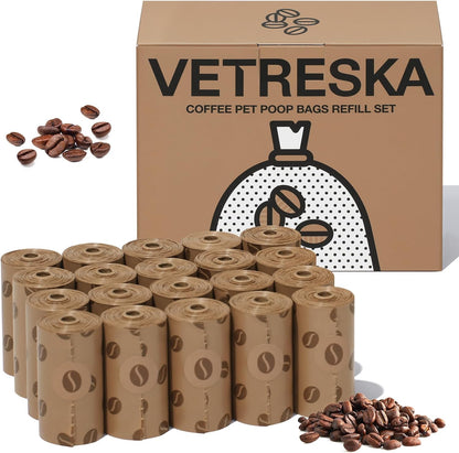 Dog Poop Bags Dispenser with Coffee Scented Waste Bags, 105 Counts
