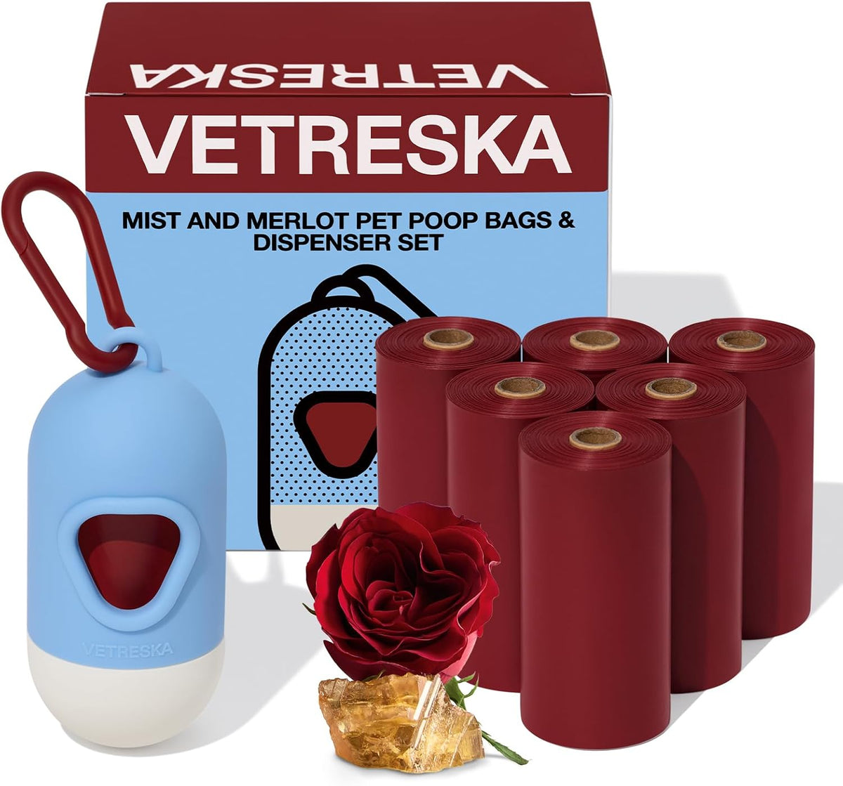 Dog Poop Bags Dispenser with Coffee Scented Waste Bags, 105 Counts