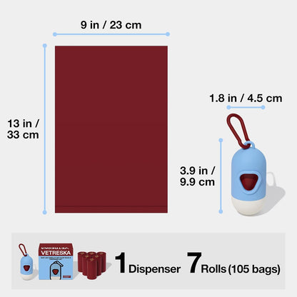 Dog Poop Bags Dispenser with Coffee Scented Waste Bags, 105 Counts