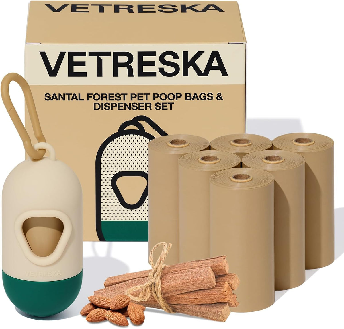 Dog Poop Bags Dispenser with Coffee Scented Waste Bags, 105 Counts