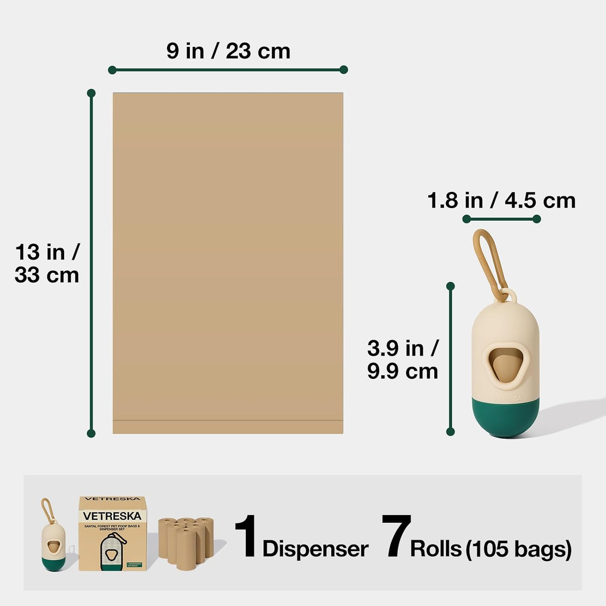 Dog Poop Bags Dispenser with Coffee Scented Waste Bags, 105 Counts