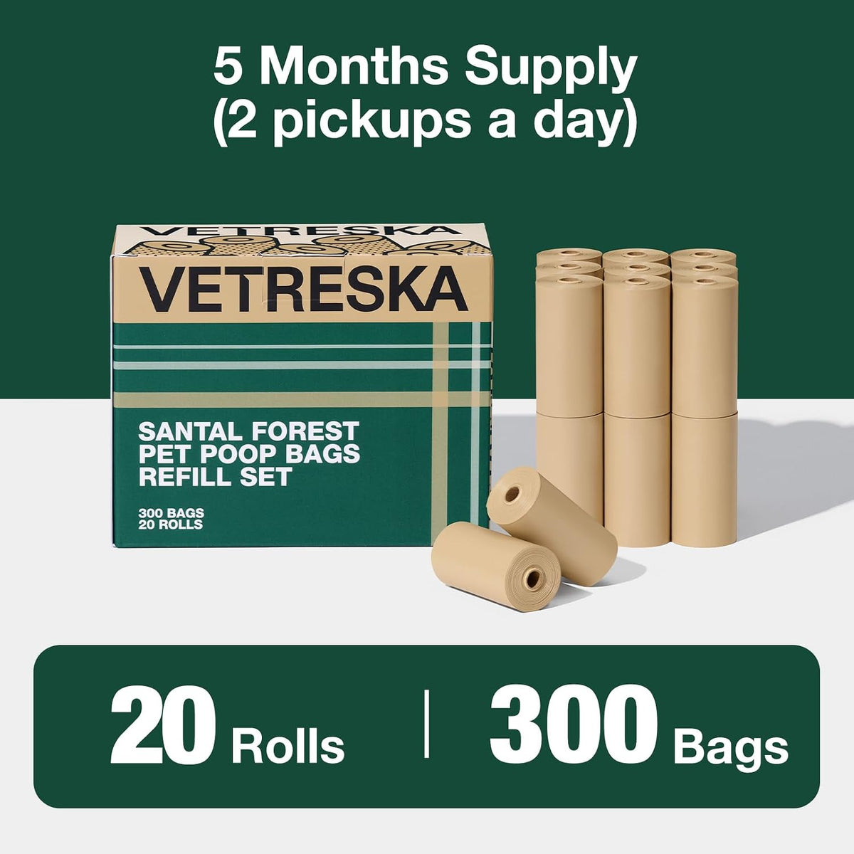 Dog Poop Bags Dispenser with Coffee Scented Waste Bags, 105 Counts