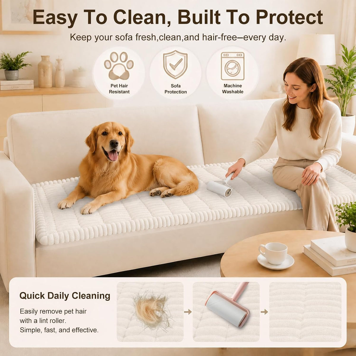 Couch Cover for Dogs, Non Slip Fuzzy Thick Pet Sofa Protector