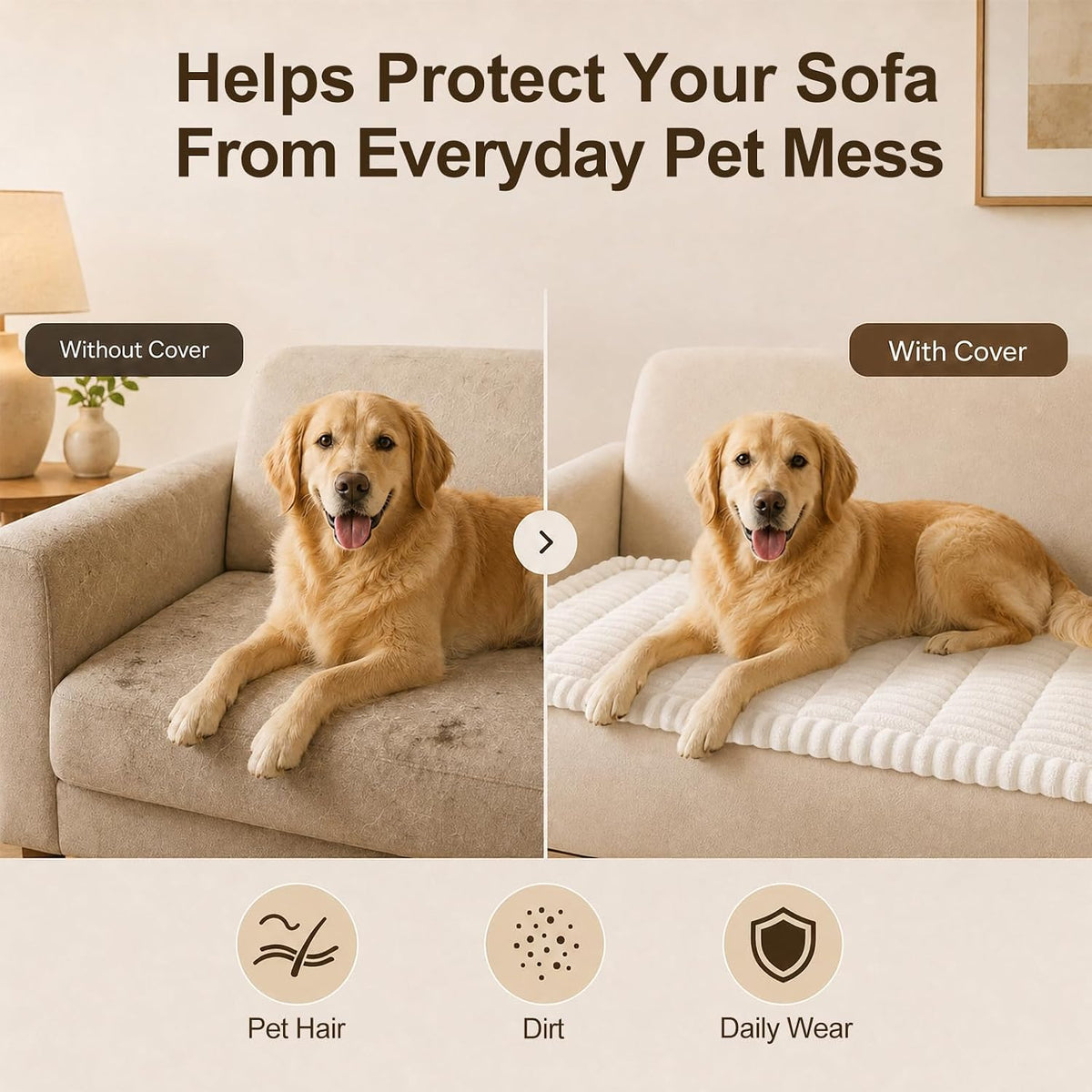 Couch Cover for Dogs, Non Slip Fuzzy Thick Pet Sofa Protector