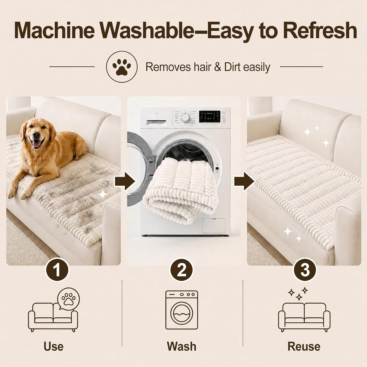 Couch Cover for Dogs, Non Slip Fuzzy Thick Pet Sofa Protector