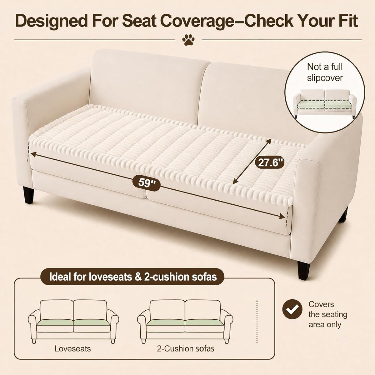 Couch Cover for Dogs, Non Slip Fuzzy Thick Pet Sofa Protector